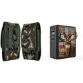 Pouch and Wall Charger Bundle for Samsung Galaxy A04s: Vertical Rugged Nylon Belt Holster Case (Green Camo) and 45W Dual USB Port PD Power Delivery Type-C and USB-A Power Adapter (American Deer Camo)