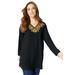 Plus Size Women's Embellished Georgette Top. by Roaman's in Black (Size 32 W)