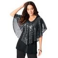 Plus Size Women's Ultrasmooth® Fabric Sequin Popover Tee. by Roaman's in Black (Size 22/24)