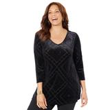 Plus Size Women's AnyWear Burnout V-Neck Tunic by Catherines in Black Geo Burnout (Size 0X)