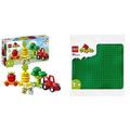 LEGO 10982 DUPLO My First Obst- und Gemüse-Traktor, Bauernhof Set & 10980 DUPLO Bauplatte in Grün, Grundplatte für DUPLO Sets, Konstruktionsspielzeug für Kleinkinder, Mädchen und Jungen