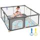 Dripex Baby Playpen, Sturdy Playpen for Baby and Toddlers, Portable Kids Play Pen Babies and Toddlers with Breathable Mesh & Pull-Up Rings, Babies Fence and Activity Centre Play Area Indoor(124x124cm)