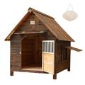 Small Medium and Large Kennels are Weatherproof Indoor and Outdoor Dog House with Door Pet House Outdoor Weatherproof and Cold-Proof Pet House Shelter Kennel Raised Floor Wooden Dog House(Size:L)