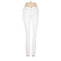 Adriano Goldschmied Jeggings - Mid/Reg Rise Skinny Leg Boyfriend: White Bottoms - Women's Size 25 - White Wash