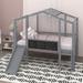 Harper Orchard Mulat Twin Size Loft Bed w/ Ladder & Slide, Wood in Gray | 70.9 H x 70.3 W x 80.7 D in | Wayfair 0CD386E7B7364B0D8FB600E0E8806CC0