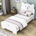 Zoomie Kids Edene Twin Wood Platform Bed w/ Cartoon Headboard in White | 42 H x 41 W x 77 D in | Wayfair A8FB7B0EDA4649F3A89852C046D0763B