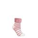 Ladies 1 Pair SOCKSHOP Heat Holders Aberfeldy Stripe Lounge Socks Rose Blush 4-8