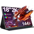 UPERFECT 18inch LCD Moniteur 2K 144Hz Portable Gaming Display 100% DCI-P3 IPS 2560x1600 FreeSync HDR