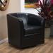 Modern Upholstered Faux Leather Swivel Barrel Club Chair Black - 29" x 30.50"