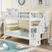 Twin-over-Twin Bunk Bed Wood Frame Bed with Storage Stairway and Headboard, Full-Length Guardrail Top Bunk for Kids Teens