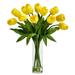 Nearly Natural 23 Artificial Tulip Arrangement with Cylinder Glass Vase