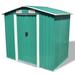 moobody Garden Galvanized Steel Shed Green Metal Storage with 4 Vents House Storage Tool Organizer Box Sliding Door 80.3 Inches x 52 Inches x73.2 Inches