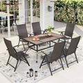 Sophia & William 7 Pieces Outdoor Patio Dining Set Foldable Adjustable PE Rattan Patio Dining Chairs and Metal Dining Table