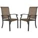 Dining Chairs Set of 2 Indoor Outdoor Patio Chairs with Arms Iron Textilene Chairs for Lawn Black with Speckles Brown