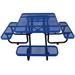 BESTCOSTY Square Outdoor Steel Picnic Table 46 blue with umbrella pole