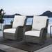 Outdoor Wicker Rocking Lounge Chairs with Swivel Base (Set of 2) Brown-Beige