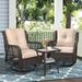 BESTCOSTY Outdoor Bistro Set 3 PCS w/ Resin Rocker Chair & Tempered Glass Table