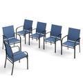 4/6 Pieces Patio Dining Chairs 3-Color Outdoor Textilene Dining Chairs Blue-6 Pieces