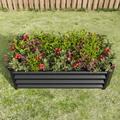 Thickened Metal Garden Bed Outdoor Planter Box Planter for Vegetables Flowers Herbs Small Garden Raised Garden Bed Black - 24 W x 47.24 L x 11.81 H