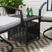 BESTCOSTY Patio Steel Bistro Leisure Coffee Table with Umbrella Hole