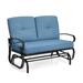 2-Person Outdoor Swing Glider Chair Bench Loveseat Cushioned Sofa Blue