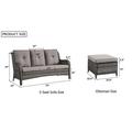 3-Piece Outdoor Patio High-back Wicker Sectional Ottoman Set Grey/Grey