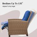 All-Weather Wicker Reclining Patio Chair Blue