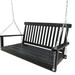 Front Porch Swing with Armrests Wood Bench Swing with Hanging Chains Black
