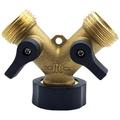 Brass 2 Way Hose Splitter Heavy Duty Brass 2-Way Y Splitter Faucet Splitter Garden Hose Y Splitter Comfortable Rubberized Grip