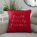 Mozaic Embroidered Faith Family Freedom Indoor/Outdoor Square Pillow Red & Navy