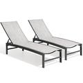 Crestlive Products Crestlive Adjustable Aluminum Chaise Lounge Chairs (Set of 2) - See Picture Earth Fabric Black Frame