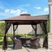 10x10 Outdoor Patio Gazebo Canopy Tent With Ventilated Double Roof And Mosquito net(Detachable Mesh Screen On All Sides) Brown