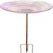 Outdoor BirdBath Glass Bird Bath Garden Bird Feeder with Metal Stake Pink