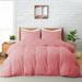 Peace Nest Soft Microfiber Clipped Duvet Cover & Pillowcase Set Pink/Square - Full - Queen