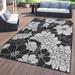 World Rug Gallery Modern Floral Flowers Textured Flat Weave Indoor/Outdoor Area Rug 7 10 X10 - Black