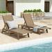 Polytrends Laguna Armless Reclining Poly Eco-Friendly Weather-Resistant Chaise with Side Table (3-Piece Set) Weatherwood