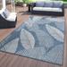 World Rug Gallery Distressed Palm Leaves Textured Flat Weave Indoor/Outdoor Area Rug 5 X 7 - Blue