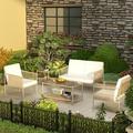 Grand patio 7 Piece Furniture Set PE Round Wicker Outdoor Leisure Sofa White