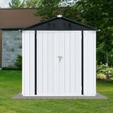 6 ft. W x 4 ft. D Galvanized Steel Metal Sheds & Outdoor Storage Shed - 6 ft. W x 4 ft. D White & Black