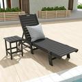 Polytrends Laguna Armless Poly Eco-Friendly Weather-Resistant Chaise with Side Table (2-Piece Set) Gray