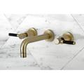 Kingston Brass Kaiser Two-Handle 3-Hole Wall Mount Bathroom Faucet Antique Brass Antique