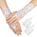 1 Pair of Women s Lace Gloves Mesh Embroidery Flower Rhinestone Fingerless Bridal Gloves Prom Gloves for Wedding Costume Accessories