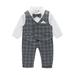 famuka Baby Boy Classic Suit Double Breasted Waistcoat Tuxedo Formal Outfit Plaid