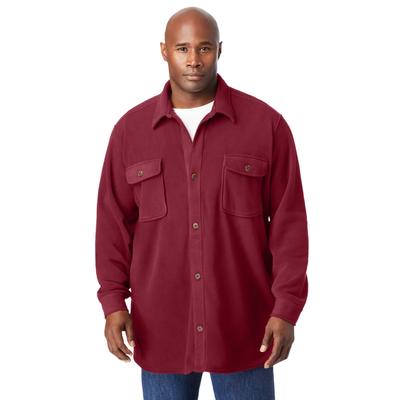 Men's Big & Tall Microfleece shirtjacket by KingSize in Rich Burgundy (Size 6XL)