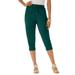 Plus Size Women's Drawstring Soft Knit Capri Pant by Roaman's in Emerald Green (Size 2X)