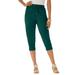 Plus Size Women's Drawstring Soft Knit Capri Pant by Roaman's in Emerald Green (Size 1X)