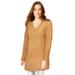 Plus Size Women's Metallic Eyelash Sweater. by Roaman's in Pale Gold (Size 22/24)