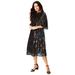 Plus Size Women's Velvet Burnout Swing Dress. by Roaman's in Black Burnout (Size 26/28)