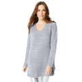 Plus Size Women's Metallic Eyelash Sweater. by Roaman's in Silver Shimmer (Size 12)