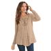 Plus Size Women's Lace Yoke Pullover by Roaman's in New Khaki (Size 6X) Sweater